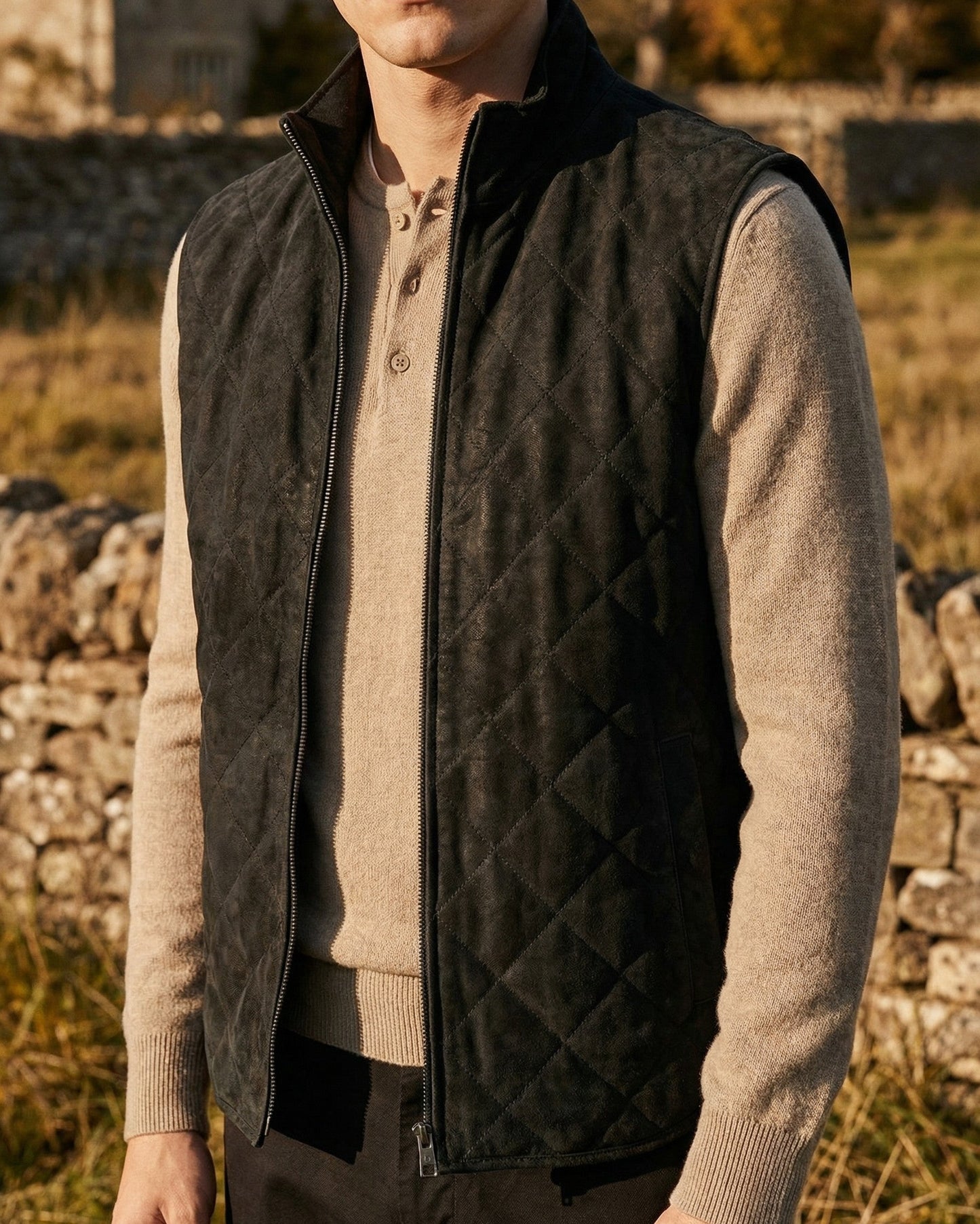 Aldon Suede Quilted Vest