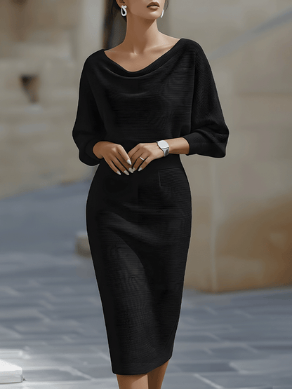 Liora Elegant Draped Batwing Midi Dress
