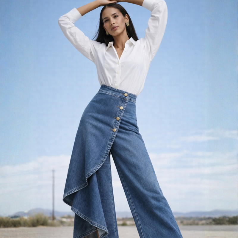 Vienne Denim Skirt Pants