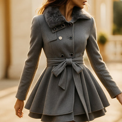 Alessandra Belted Layered Coat