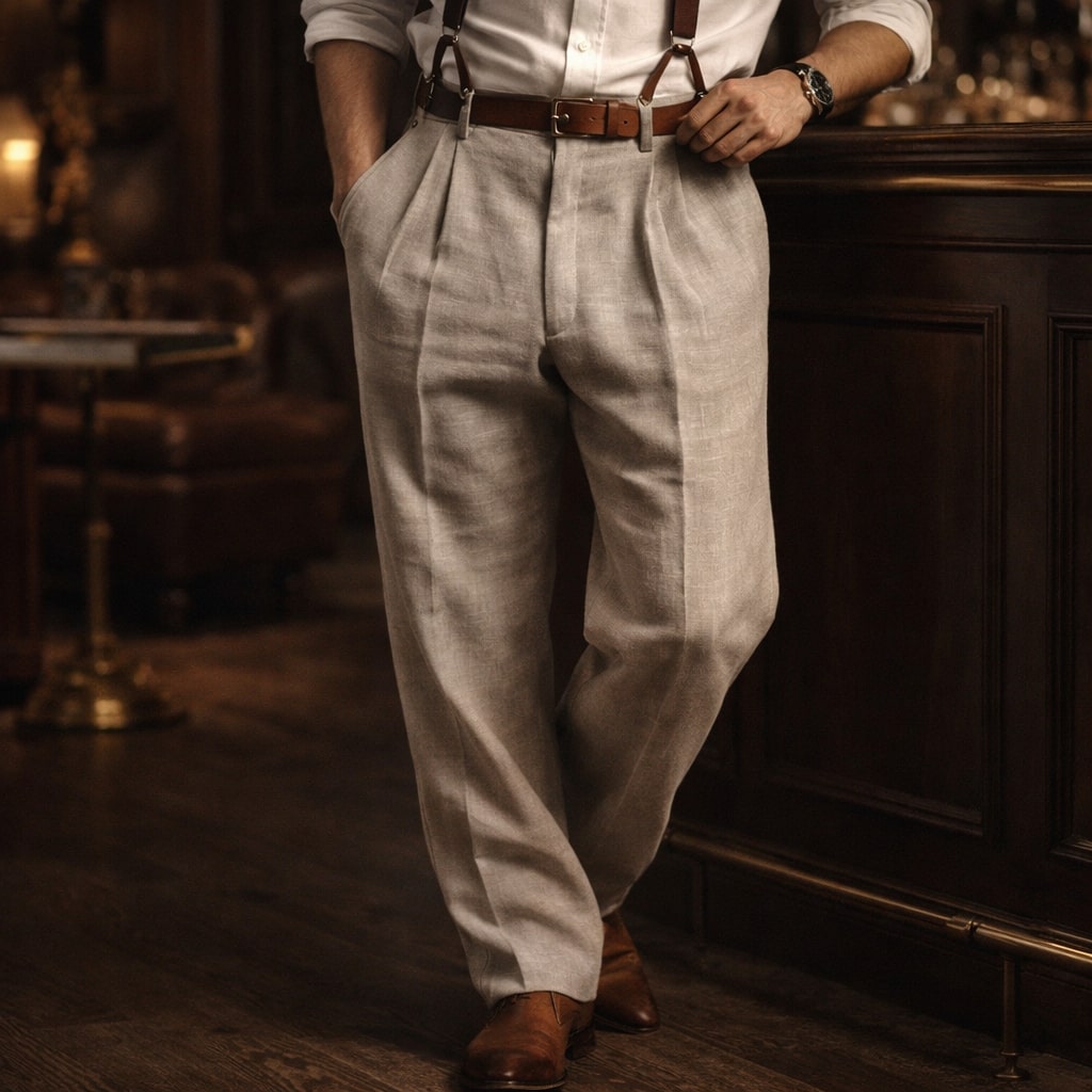 Lorenzo Cotton Pleated Trouser