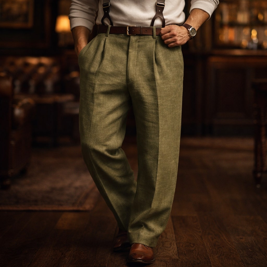 Lorenzo Cotton Pleated Trouser