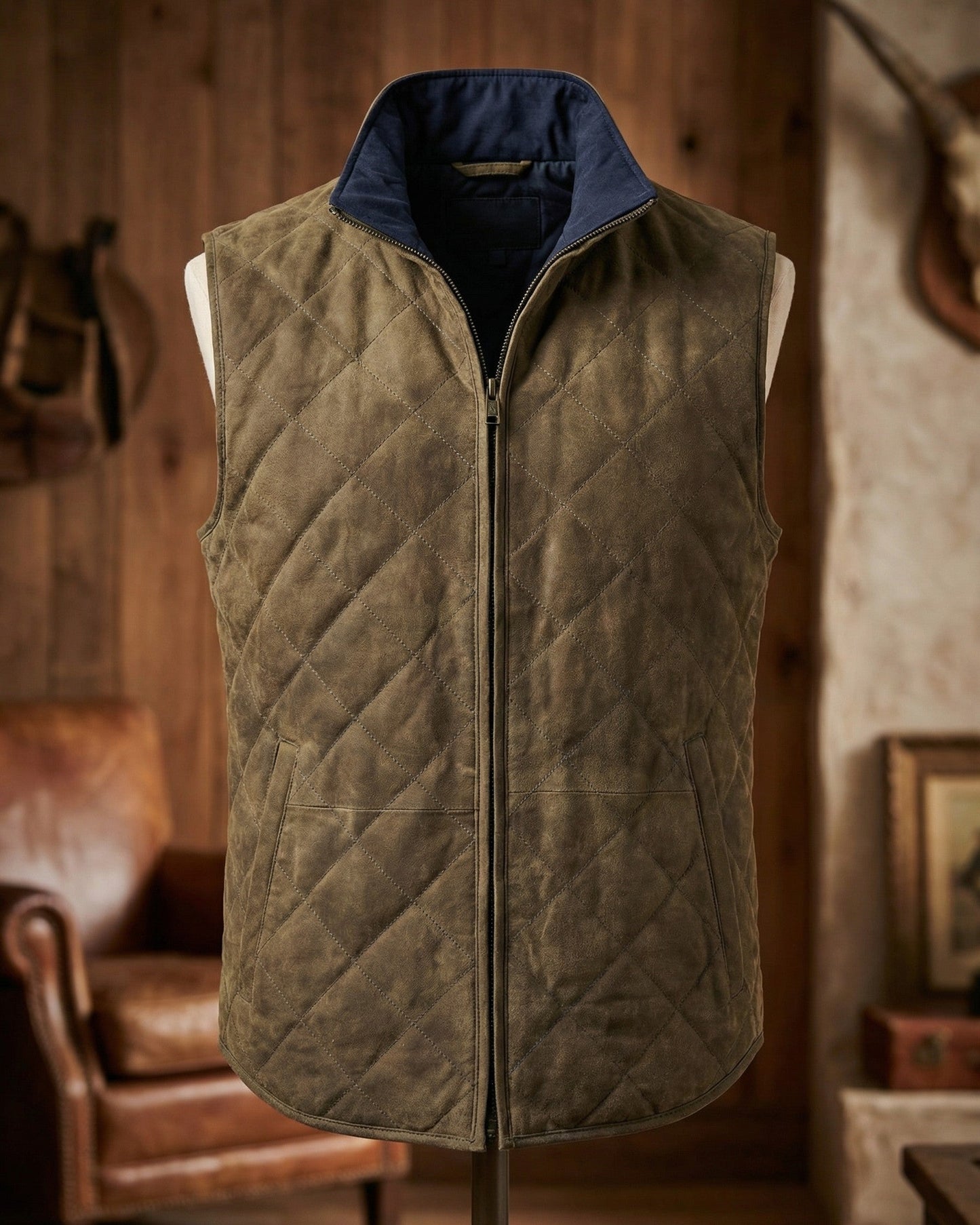 Aldon Suede Quilted Vest