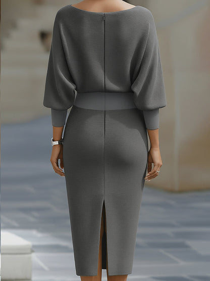 Liora Elegant Draped Batwing Midi Dress
