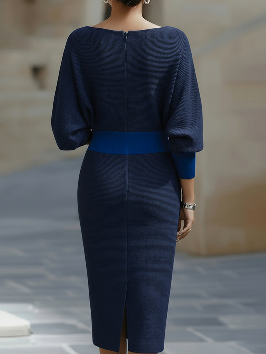 Liora Elegant Draped Batwing Midi Dress